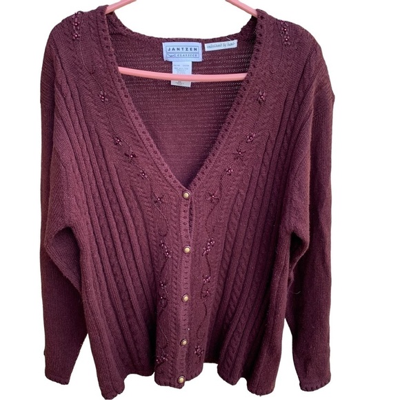 Jantzen Classics Cardigan Sweater Embroidered by Hand Medium - Picture 1 of 6